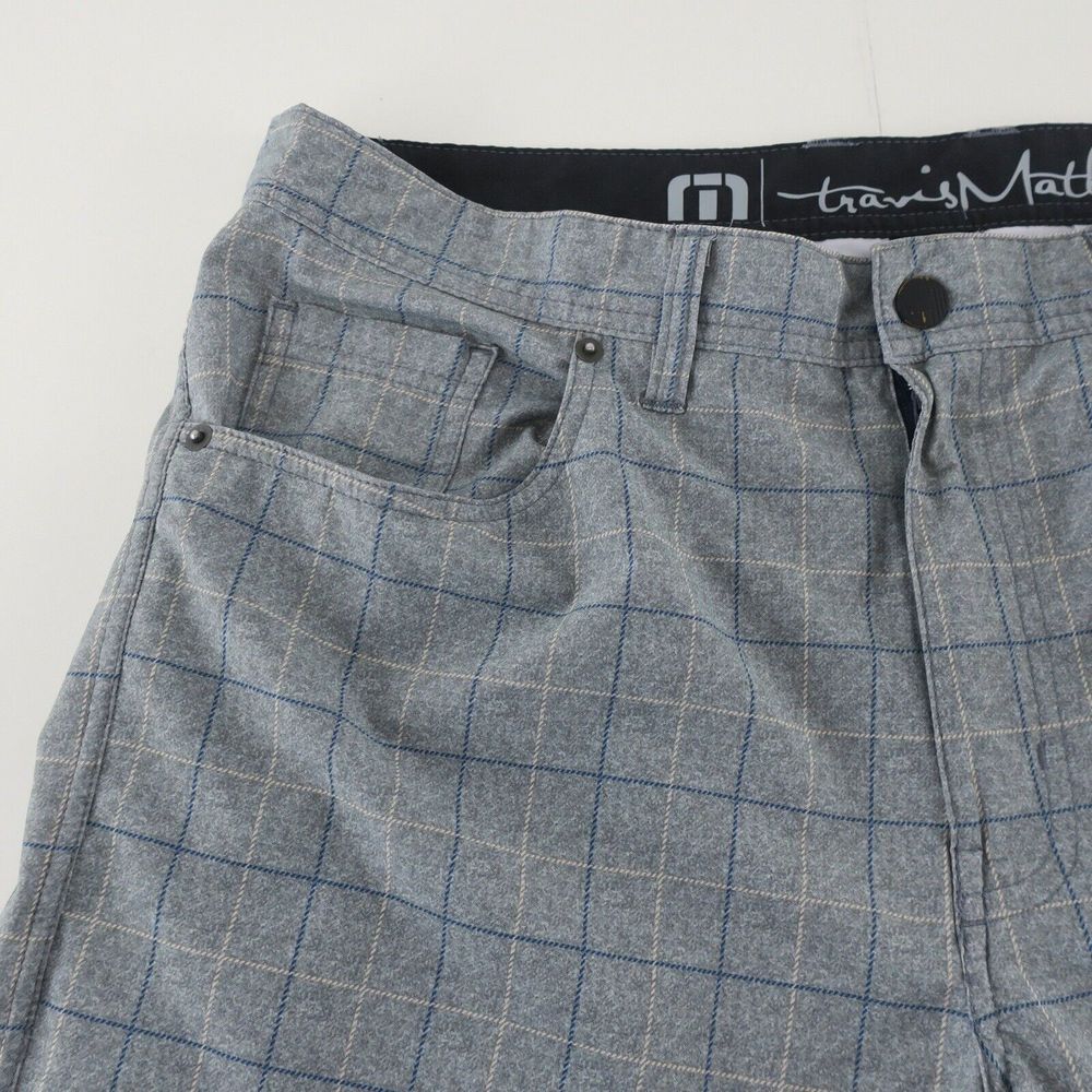 Travis Mathew Golf Shorts Mens 34 Checked Pattern Green - Picture 2 of 9